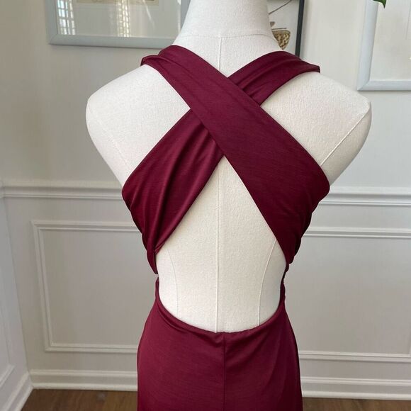 Windsor Deep Red Burgundy Cross Back Gown Dress S - Picture 4 of 7